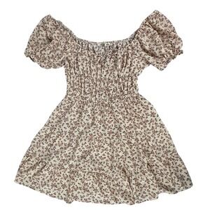 Liberty Love Mini Dress Women Extra Large Pink Floral Puff Sleeve Smocked Tiered